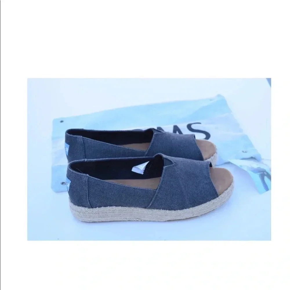Toms peep toe low wedges